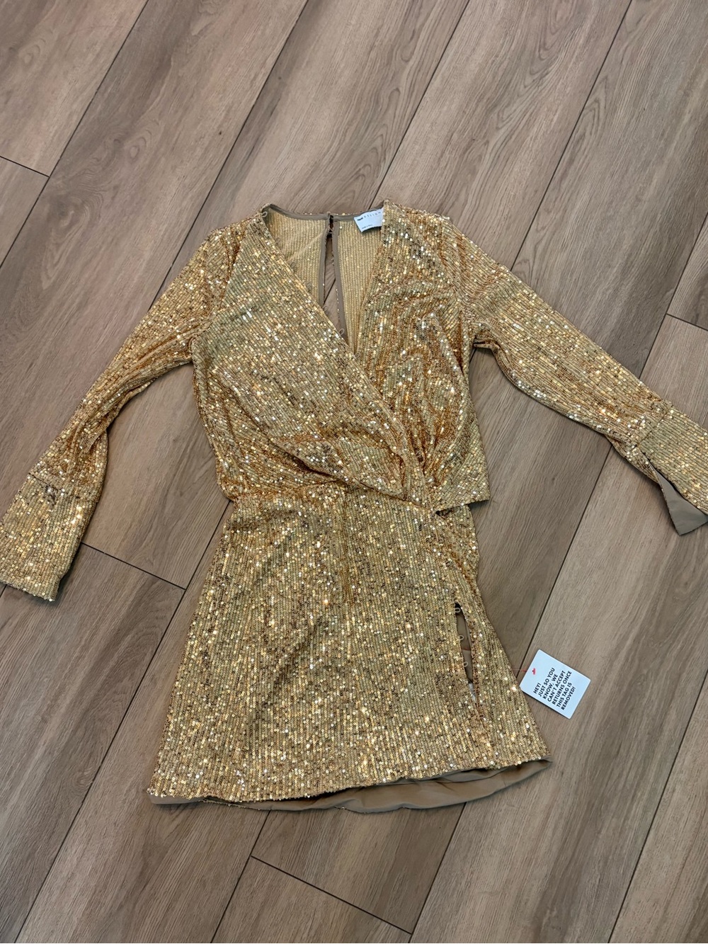 ASOS Gold Sequin Wrap Mini Dress